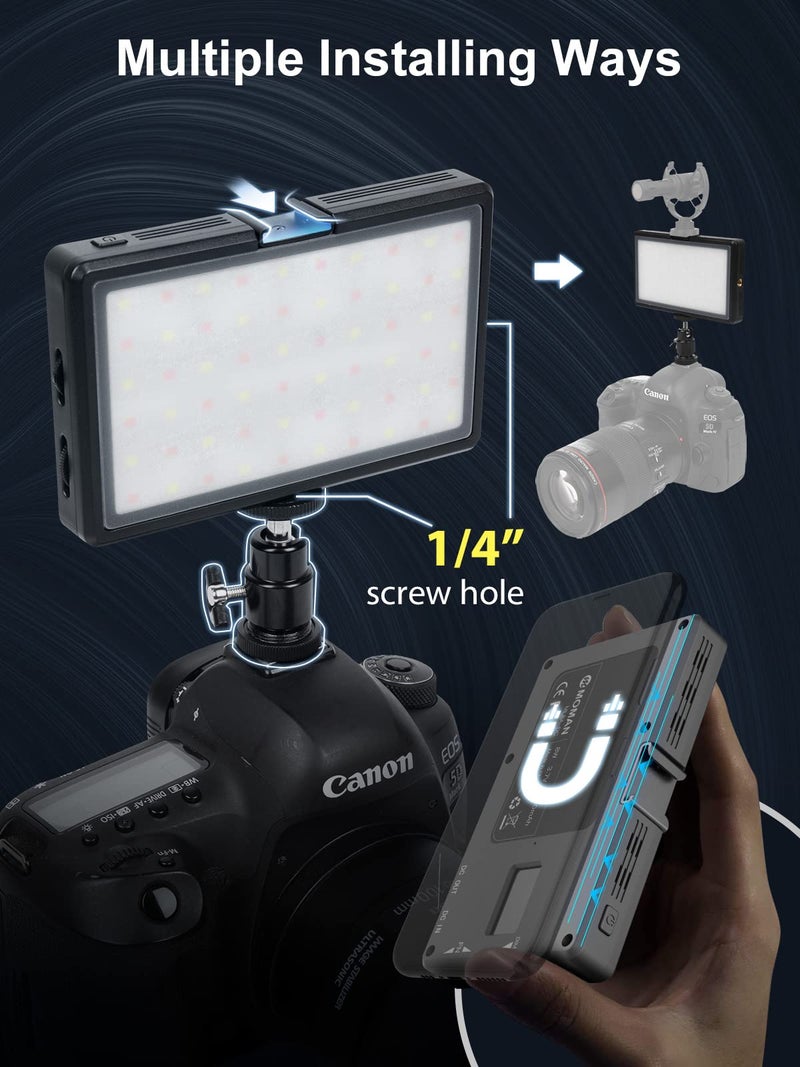 MOMAN LED Video Light, Moman Camera Light for Photography, Portable 5000mAh Video Recording Lights with Cold Shoe, Mini Light CRI 98+ Dimmable 2500-9000K Video Lighting, On-Camera-LED-Video-Light - Image 5